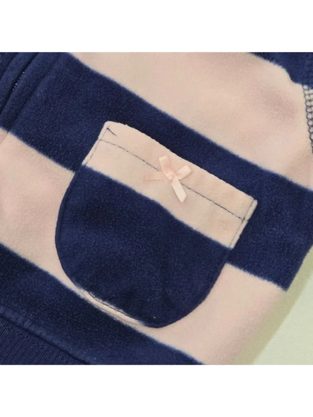 Carter's Girls Fleece Vest 18M Pink Navy Stripe Heart Full Zip Pockets